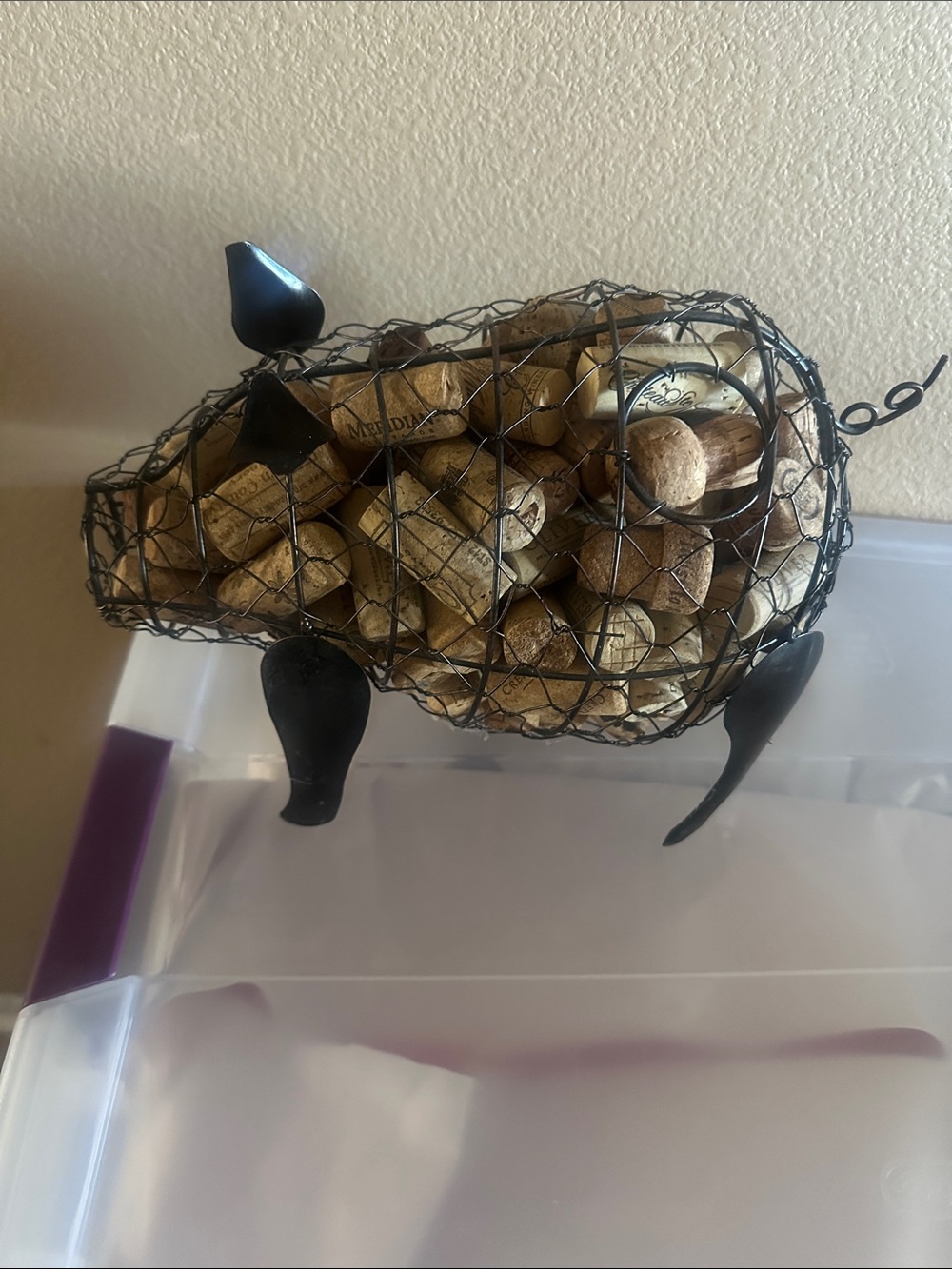 Decorative Black Wire Pig Cork Holder - Home Accents